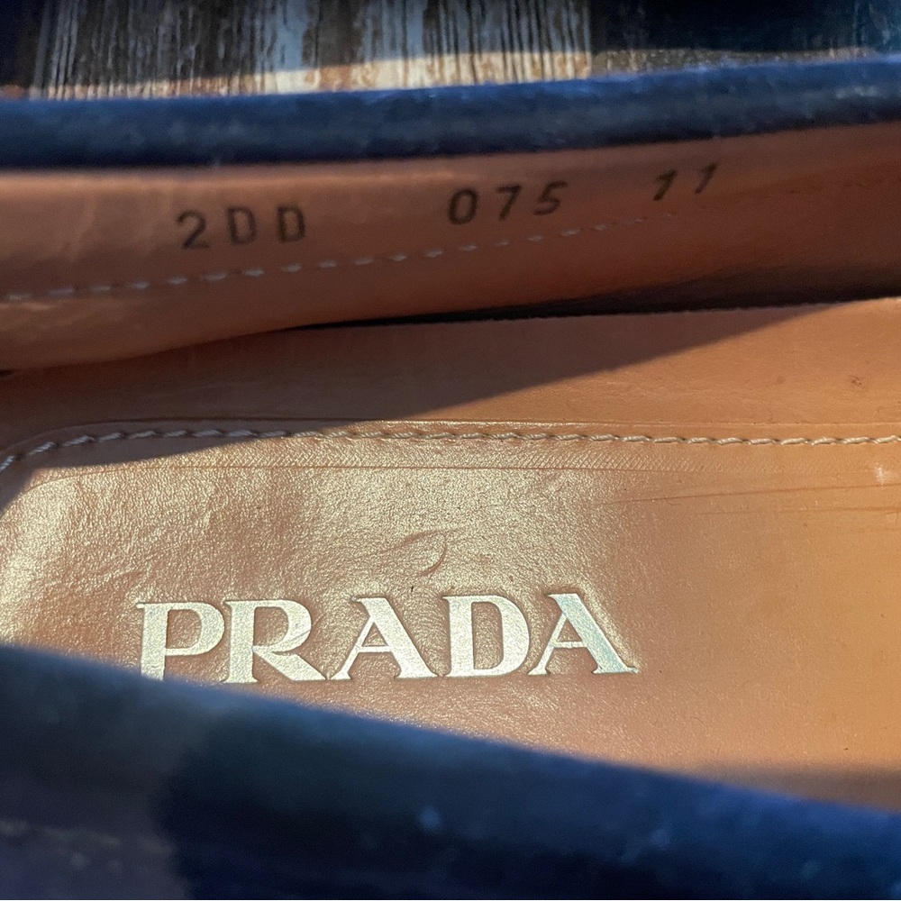 Prada Men's Navy Blue Suede Leather Loafers - size 11 - Picture 6 of 13